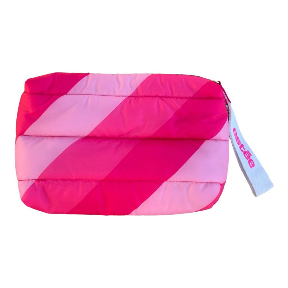 Estee Lauder Pink Diagonal Stripe Quilted Cosmetic Bag